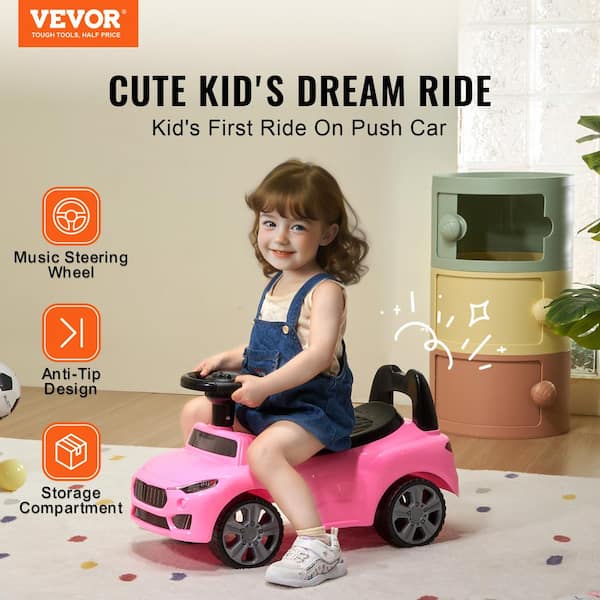 Ride On Push Car for Toddlers, Ages 1-3, Sit to Stand Toddler Ride On Toy, Classic Kids Ride On Car with Music，Pink
