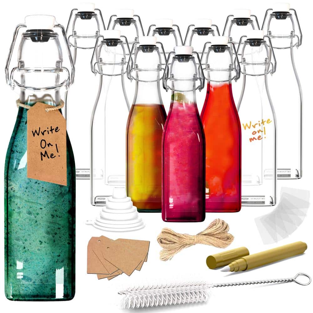 Nevlers 12 oz. Square Swing Top Glass Bottles with Bottle