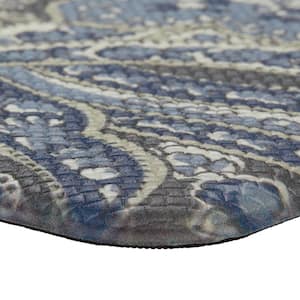 Blue and Gray Paisley 17.5 in. x 48 in. Anti-Fatigue Wellness Mat