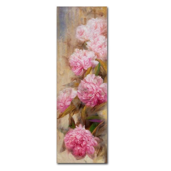 Trademark Fine Art 32 in. x 10 in. "Peonies II" by Li Bo Printed Canvas Wall Art