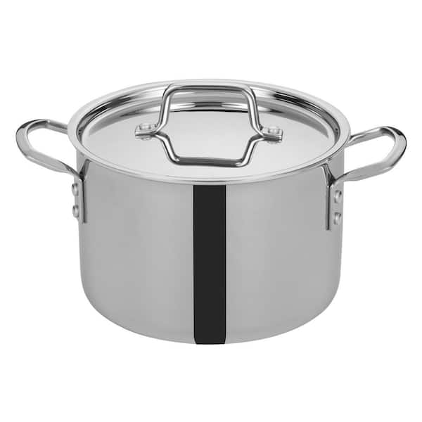 Winco 6 qt. Triply Stainless Steel Stock Pot with Cover