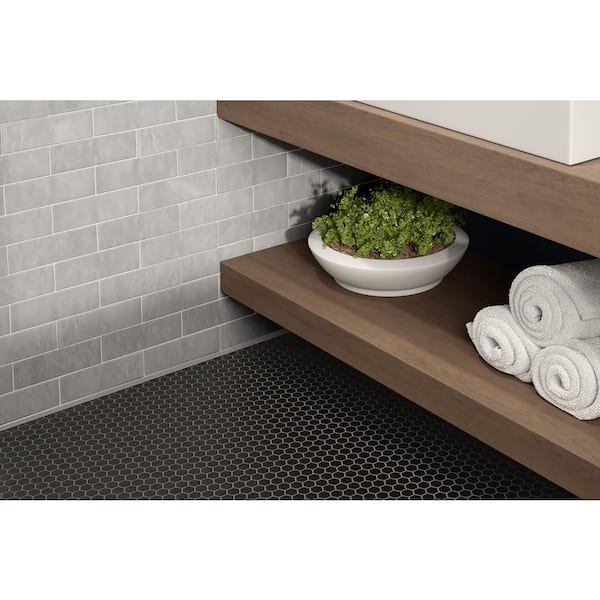Cloe 0.5 in. x 8 in. Ceramic Jolly Miter Edge Backsplash Accessory Trim in Grey (1.67 sq. ft. /Case)