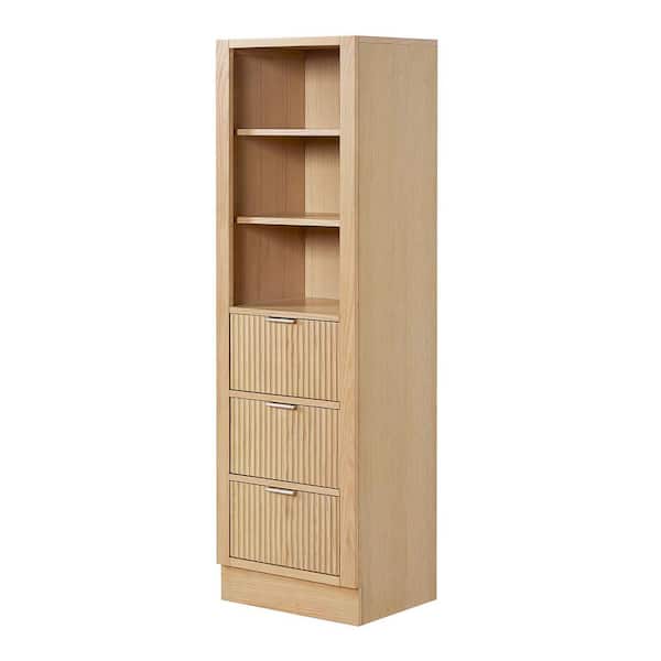 Milan 20 in. W x 16 in. D x 65 in. H Freestanding Bathroom Linen Cabinet in Natural Oak