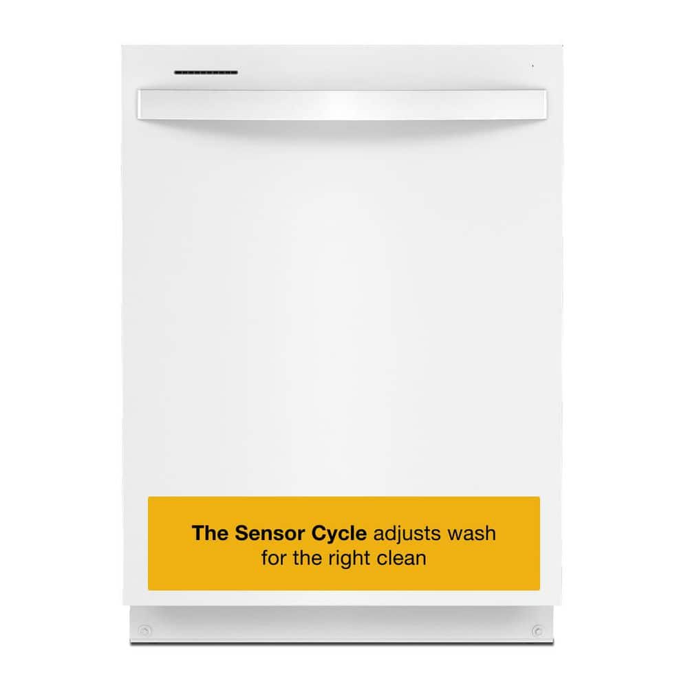 24 in. Hidden Control Built-In Tall Tub Dishwasher in White with 5-Cycles 50 dBA