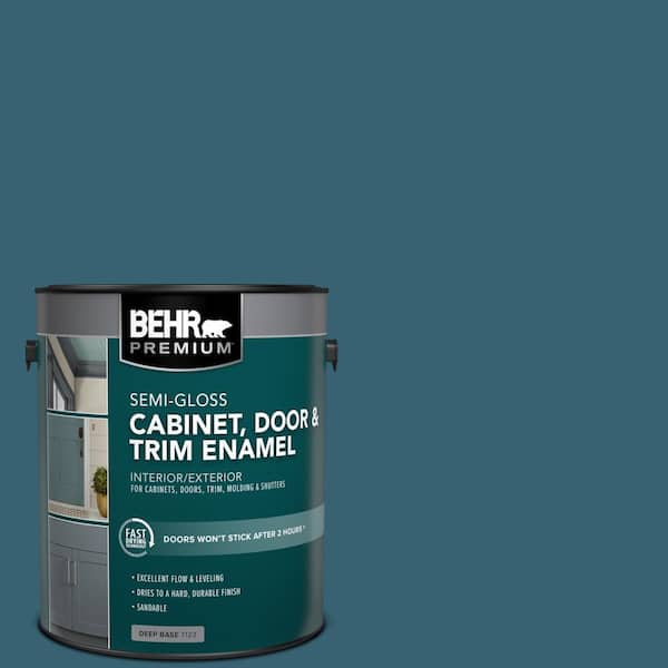 BEHR PREMIUM 1 gal. #PPU13-18 Bermudan Blue Semi-Gloss Enamel Interior/Exterior Cabinet, Door & Trim Paint