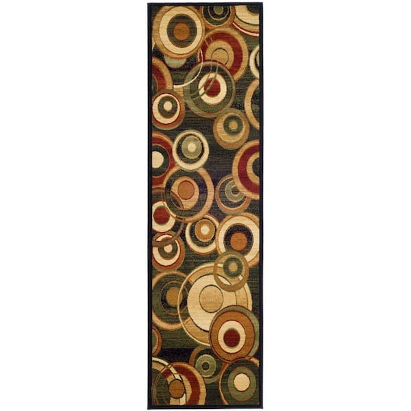 Lyndhurst Black/Multi 2 ft. x 8 ft. Geometric Circles Runner Rug