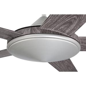 Delaney 60 in. Indoor/Outdoor Painted Nickel Ceiling Fan with Smart Wi-Fi Enabled Remote and Integrated LED Light Kit