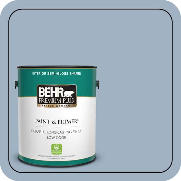BEHR PREMIUM PLUS 1 gal. #S520-3 Perfect Landing Semi-Gloss Enamel Low Odor Interior Paint & Primer