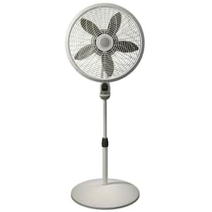 16 in. 3-Speed Oscillating Cyclone Pedestal Standing Fan with Remote and Timer in White