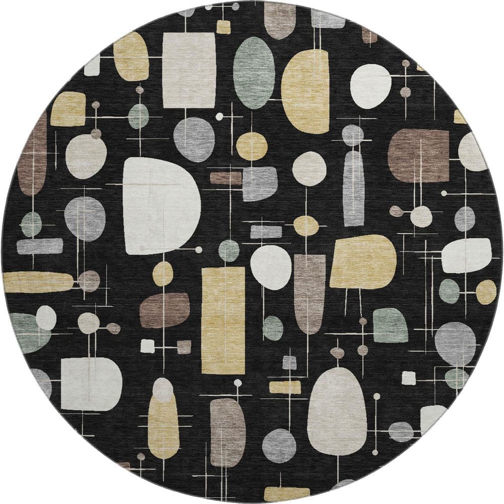 Addison Rugs Mayfield Premium Machine Washable Abstract AMF2393 Black 8 ...