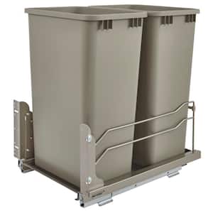 Champagne Double Pull Out Trash Can 50 qt. with Soft-Close