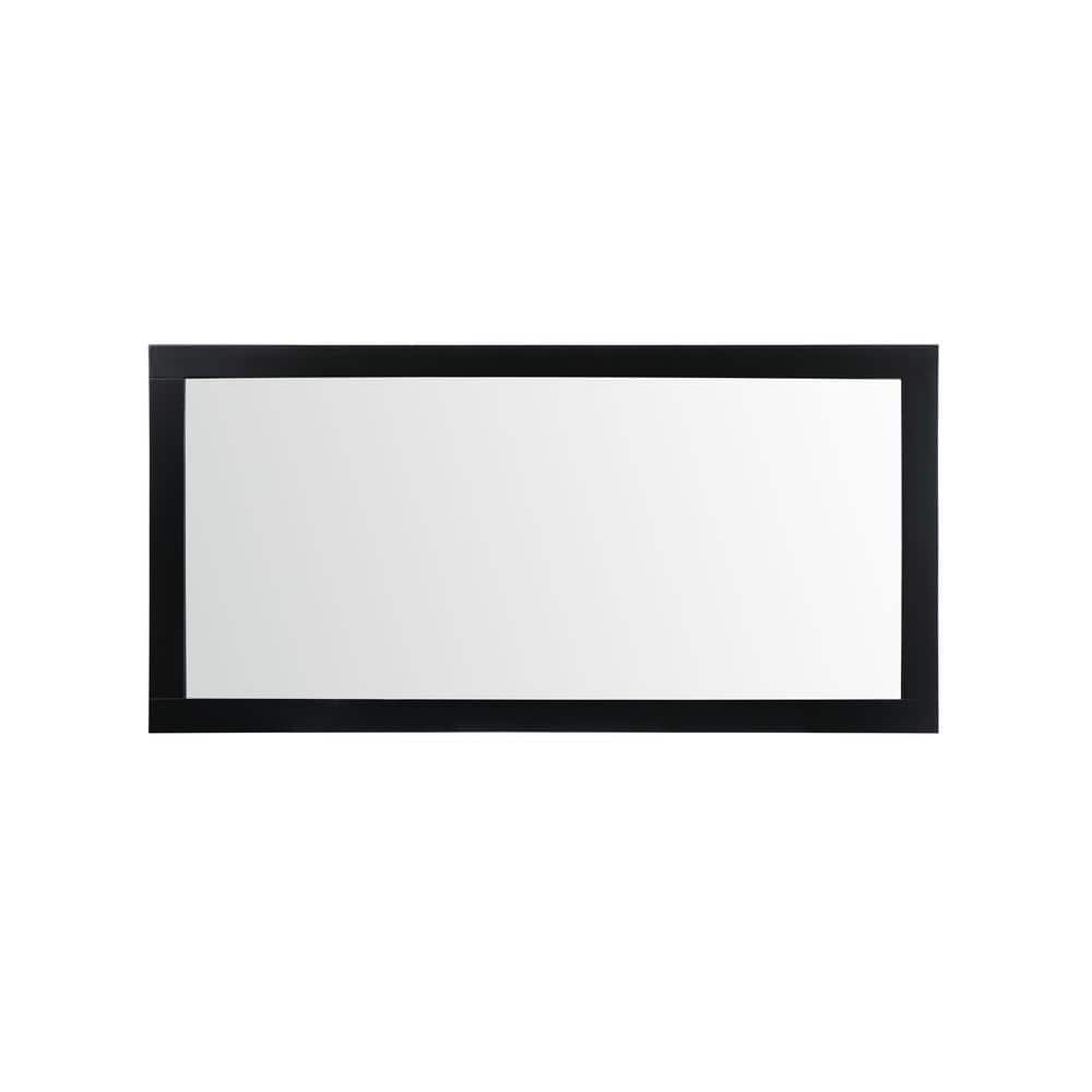 36 in. H x 72 in. W Rectangle Framed Black Modern Vanity Mirror