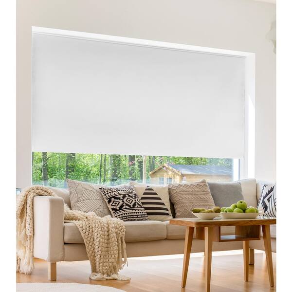 Lumi Cut-to-Size White Cordless Blackout Roller Shades 55 in. W x 72 in. L