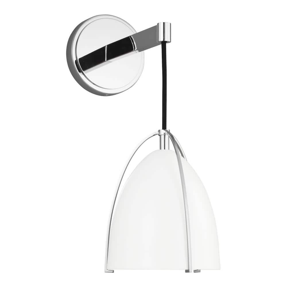 Chrome and Matte White Steel Single Bath Sconce
