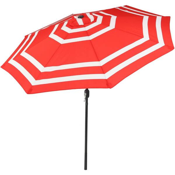 Sunnydaze Decor 9 ft. Aluminum Market Tilt Patio Umbrella in Red Stripe