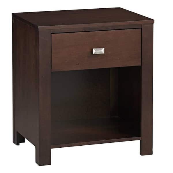 Benjara 23 in. 1-Drawer Brown Wooden Nightstand
