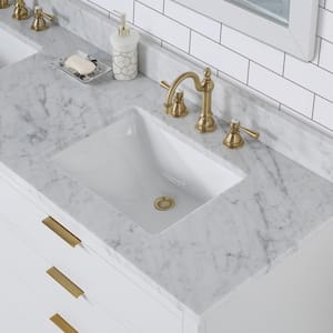 Bristol 72 in. W x 21.5 in. D Vanity in Pure White with Marble Top in White with White Basin