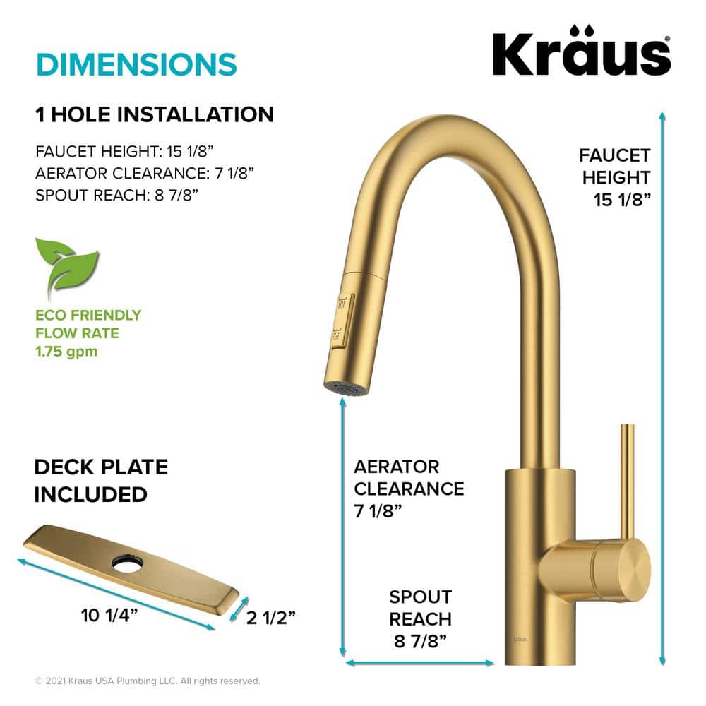Brushed Brass Single Handle Pull Down Kitchen Faucet
