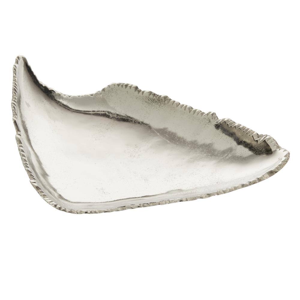 CosmoLiving 16" Silver Aluminum Live Edge Decorative Tray