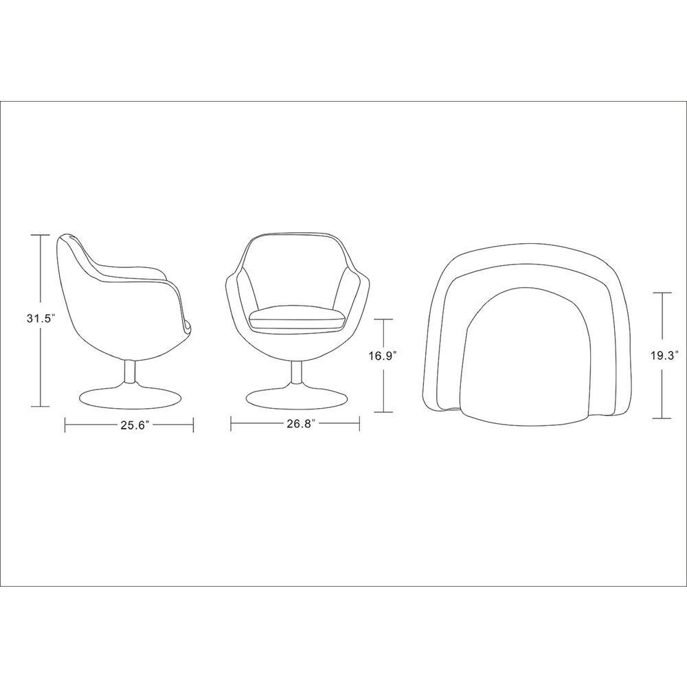 Elegant Gray Faux Leather Barrel Swivel Accent Chair