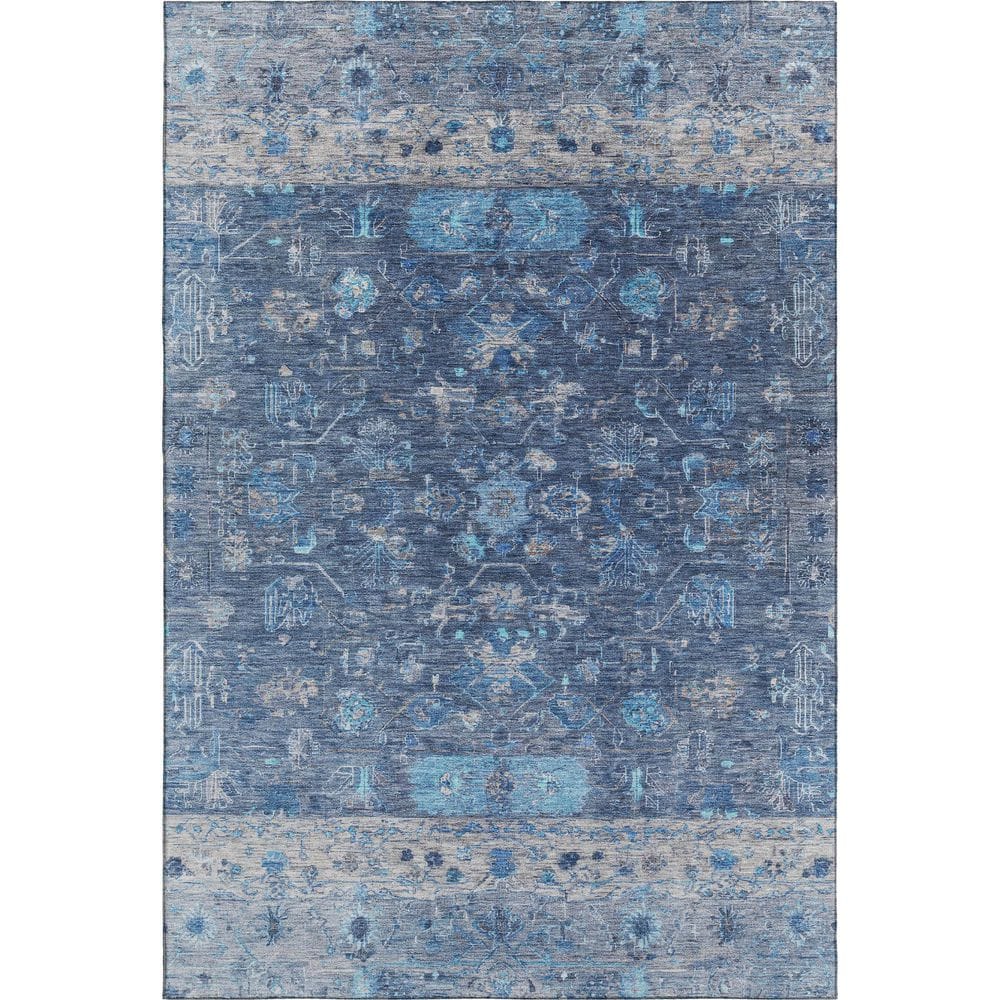 Mayfield Premium Machine Washable Abstract AMF2323 Navy 3 ft. x 5 ft. Area Rug price history on PriceWatchPro