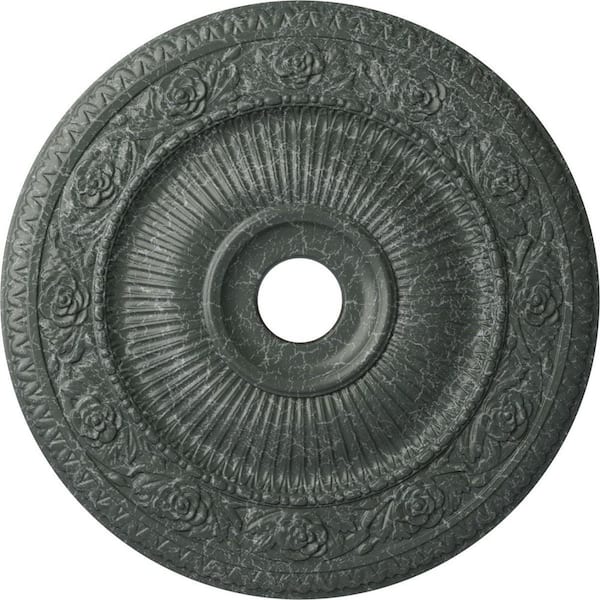 Ekena Millwork 2" x 24-1/4" x 24-1/4" Polyurethane Logan Ceiling Medallion, Athenian Green Crackle