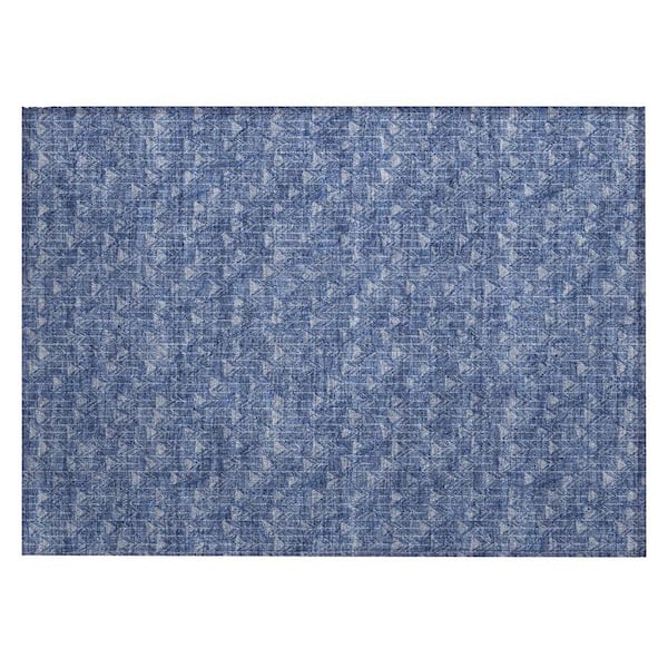 HomeRoots Navy Blue 2 ft. x 3 ft. Geometric Indoor/Outdoor Area Rug