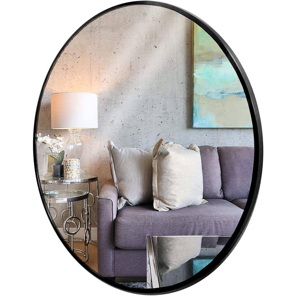 30 in. W x 30 in. H Round Steel Framed Dimmable Wall Bathroom Vanity Mirror