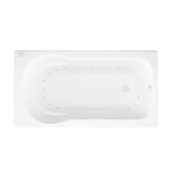 Zircon Series 60 in. x 32 in. Rectangular Air Bathtub with Right Side Drain and Aromatherapy in Glossy Smooth White