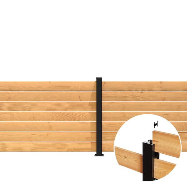 Line Post Kit - 44 in. x 3 in. x 3 in. Black Aluminum Railing Line Post and Hardware - Kit C4