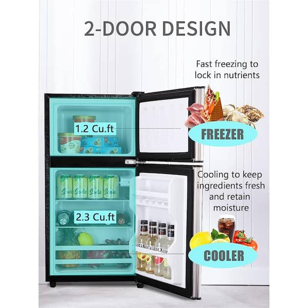  KRIB BLING Retro Fridge With Freezer,3.5 Cu. Ft Refrigerator  With 2 Doors,7- Level Adjustable Thermostat, Removable Glass Shelves For  Bedroom, Office, Kitchen, Apartment, Dorm, Cream : Appliances