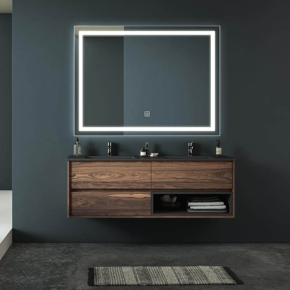 40 in. W x 32 in. H Rectangular Wall Mount Bathroom Led Frameless Vanity Mi