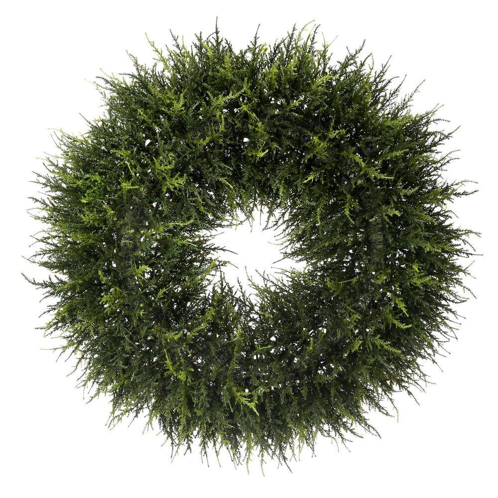 24 in. Green Artificial Uv Two Tone Pe Natural Cedar Wreath price history on PriceWatchPro
