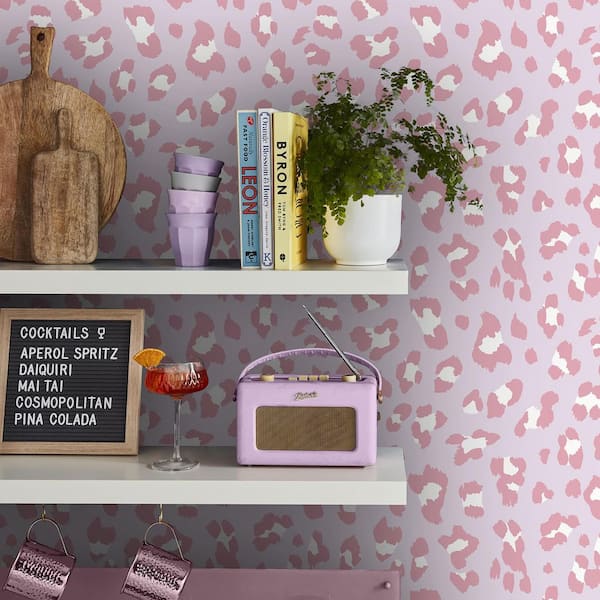 Pink cow pattern Wallpaper - Peel and Stick or Non-Pasted