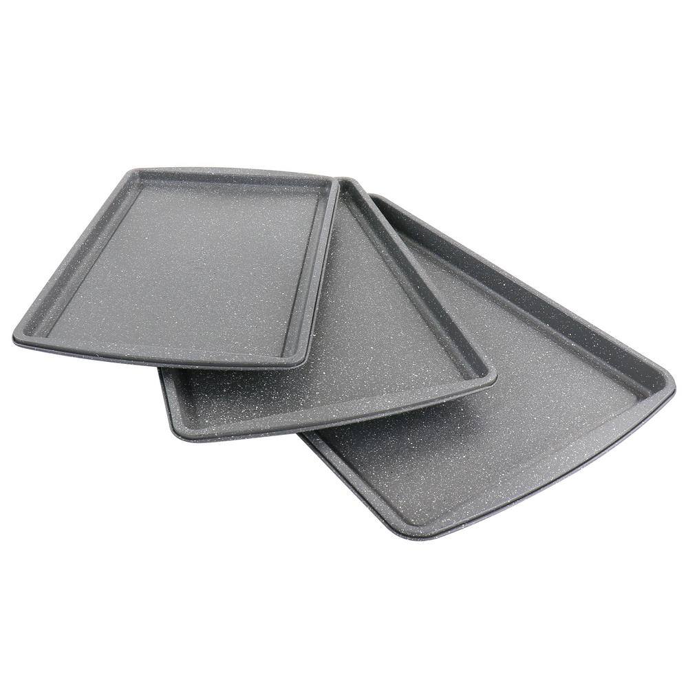 Oster 3-Piece Gray Speckle Carbon Steel Non-Stick Cookie Sheet Set
