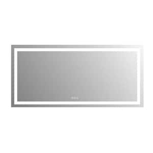 60 in. W x 28 in. H Rectangular Tempered Glass Frameless Anti-Fog Dimmable Wall Mounted Bathroom Vanity Mirror