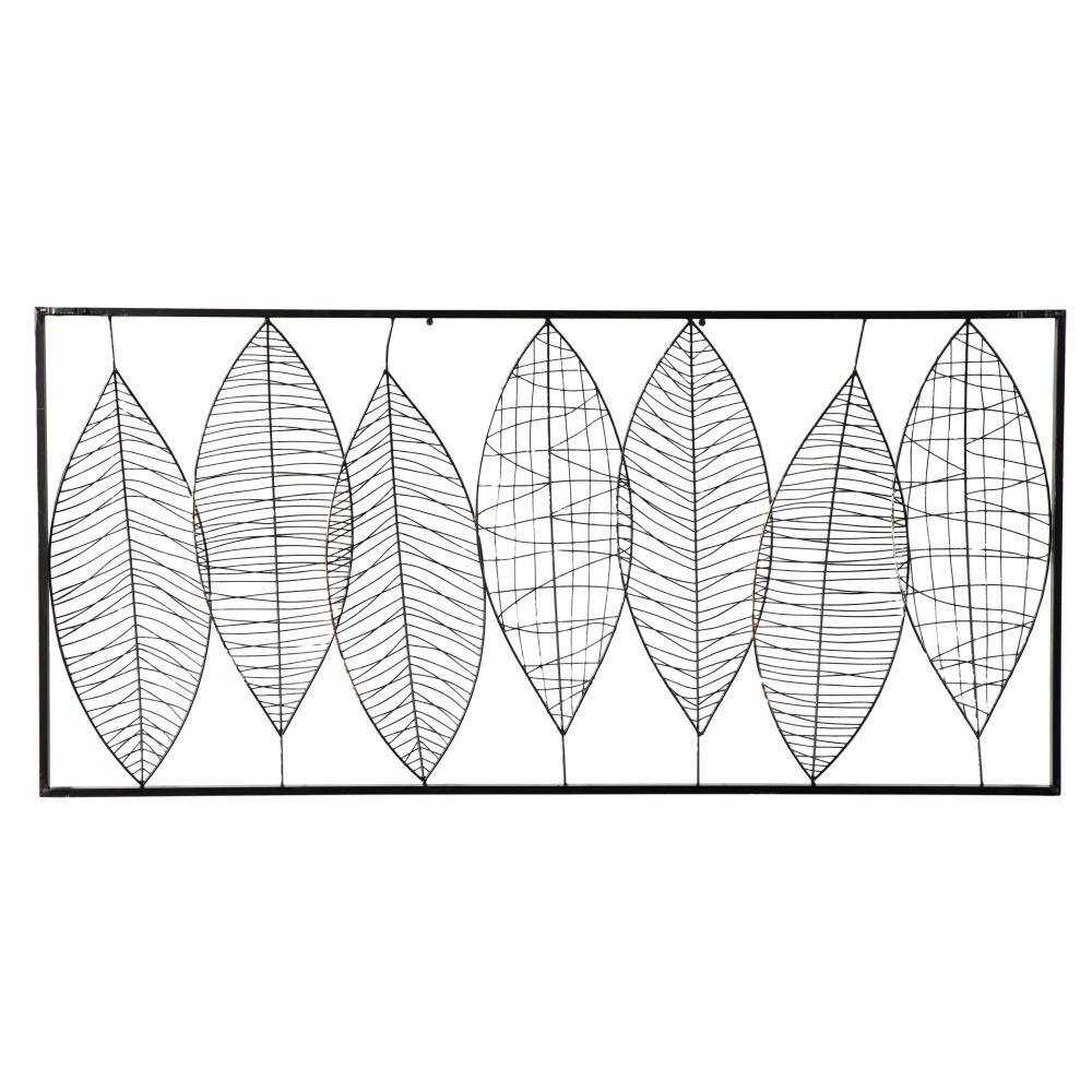 46 in. Black Iron Leaf Wall Art with Frame