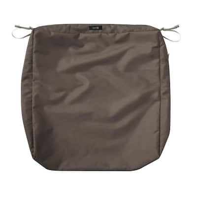 Ravenna Water-Resistant 23 in. x 23 in. x 5 in. Patio Seat Cushion Slip Cover, Dark Taupe