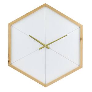 23.6 in White-Brown Geometric Wood Wall Clock