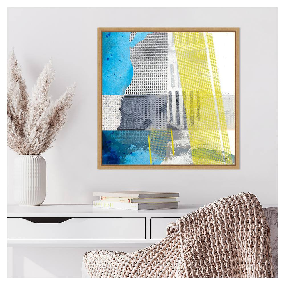 Origin Yellow I Abstract Canvas Print with Maple Floater Frame