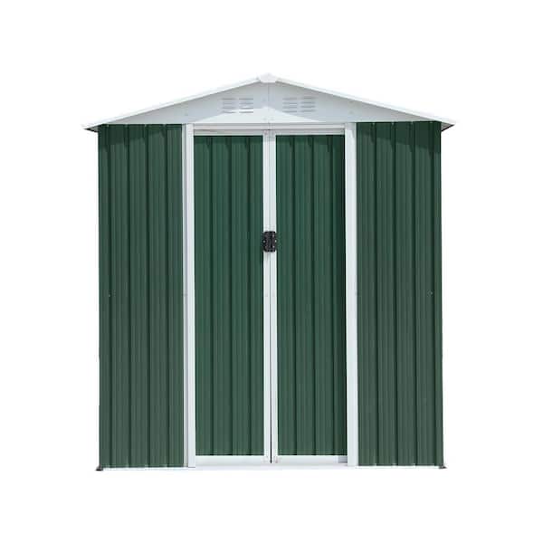 Garden Metal Storage Shed, 74.5 in. W x 45.3 in. D x 72.2 in. H Green Galvanized Steel Outdoor Storage Cabinet