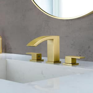 Ana 8 in. Widespread 2-Handle Bathroom Faucet with Drain Kit Included in Brushed Gold
