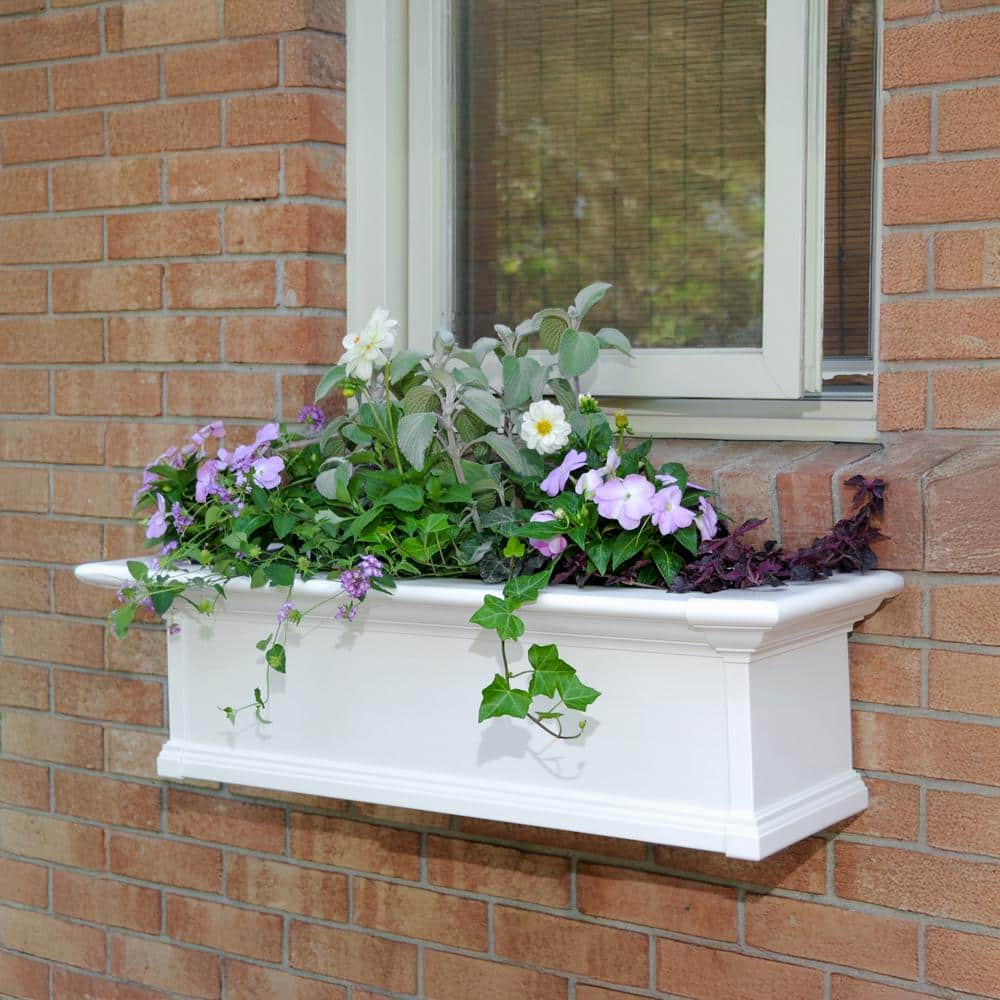 East Coast Charm 3ft White Vinyl Customizable Window Box Planter