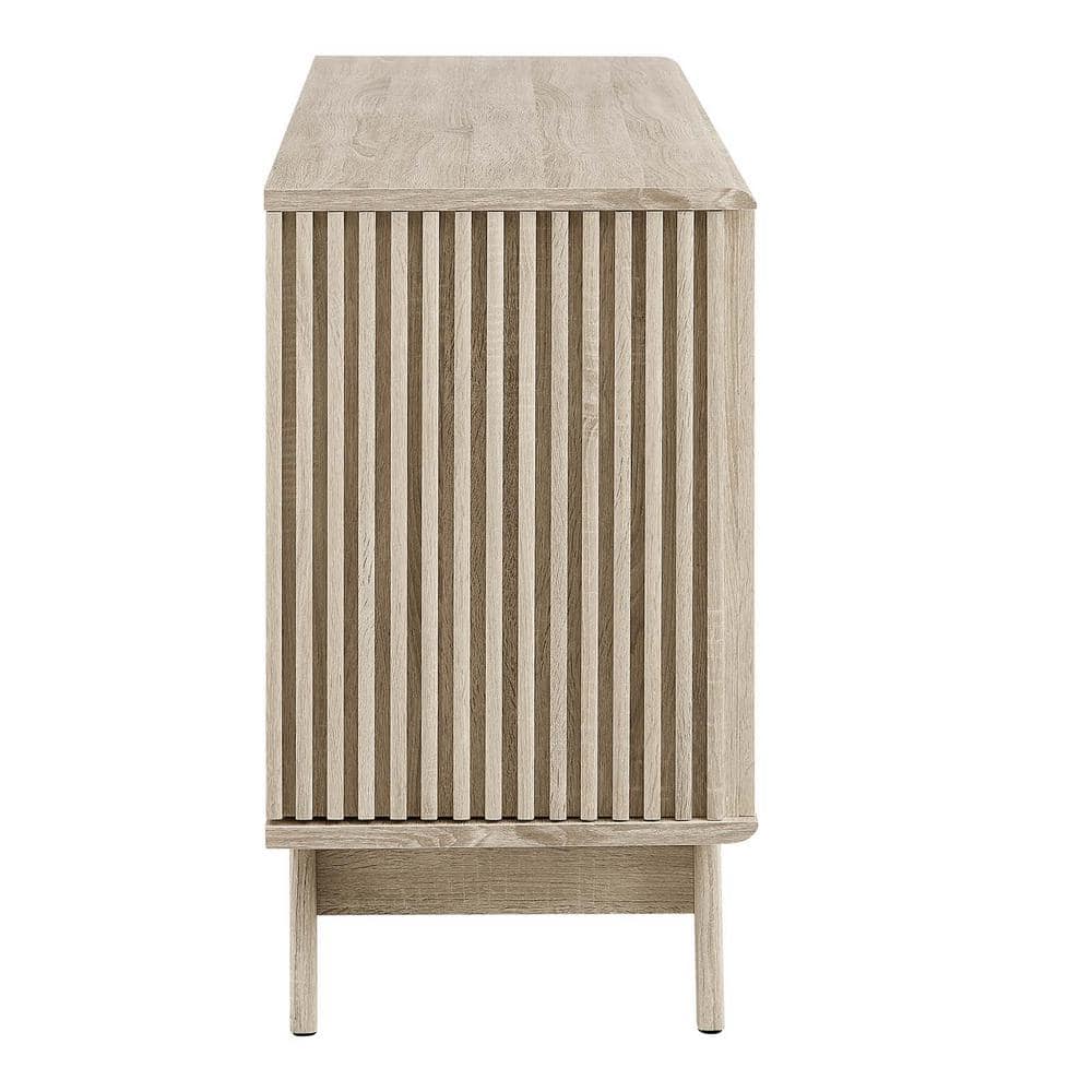 Eudora Oak Mid-Century Modern Sideboard with Sliding Doors
