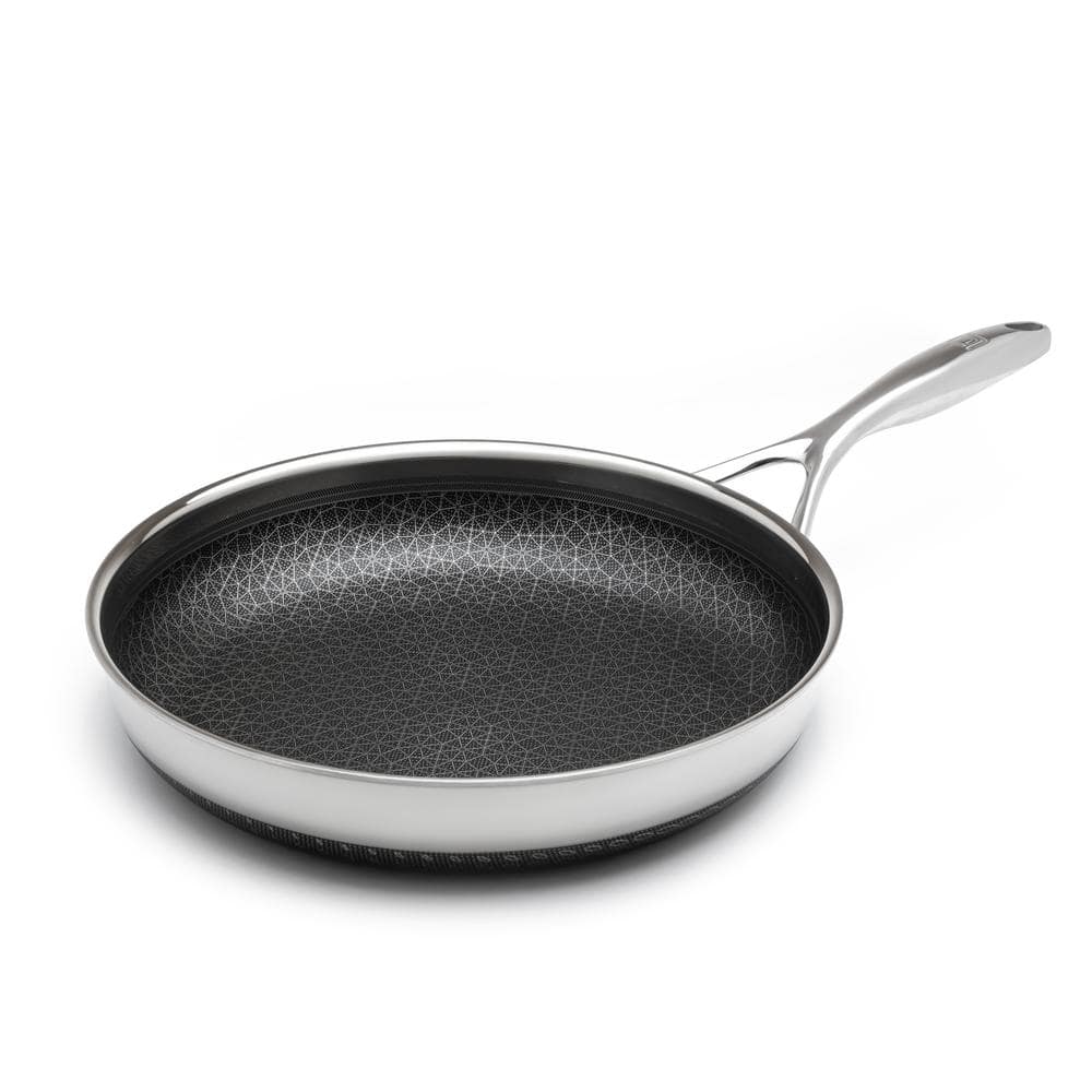 DiamondClad 12 in. Hybrid Nonstick Stainless Steel Frying Pan, Dishwasher Safe, PFOA-free - Silver/Black