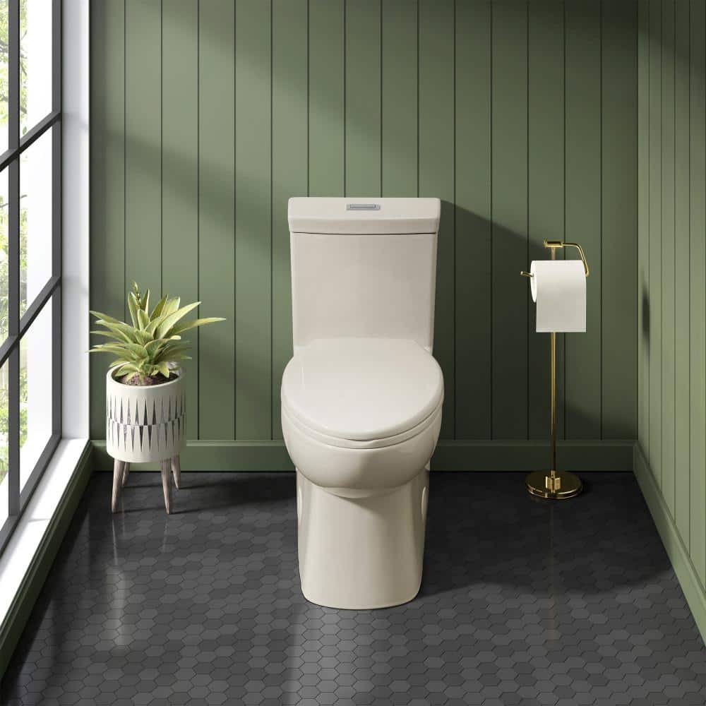Bisque Elongated Dual Flush One-Piece Toilet