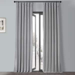 Contempo Grey Vintage Cotton 50 in. W x 84 in. L Rod Pocket Velvet Room Darkening Curtain (1 Panel)