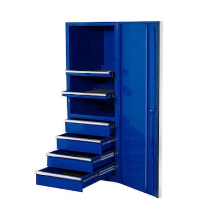 24 in. 4-Drawer 2-Shelf Professional Side Chest in Blue