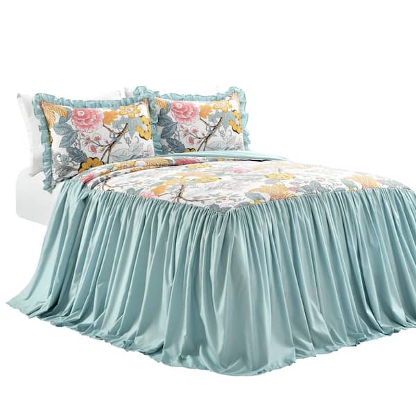 Unbranded Sydney 3-Piece Blue/Yellow King Bedspread Set