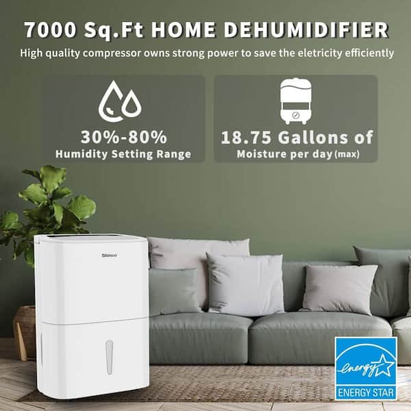 150 Pints White Dehumidifier with Pump and WiFi for Home, 7000 sq.ft., Drain Hose, Auto Defrost, Continuous Drain